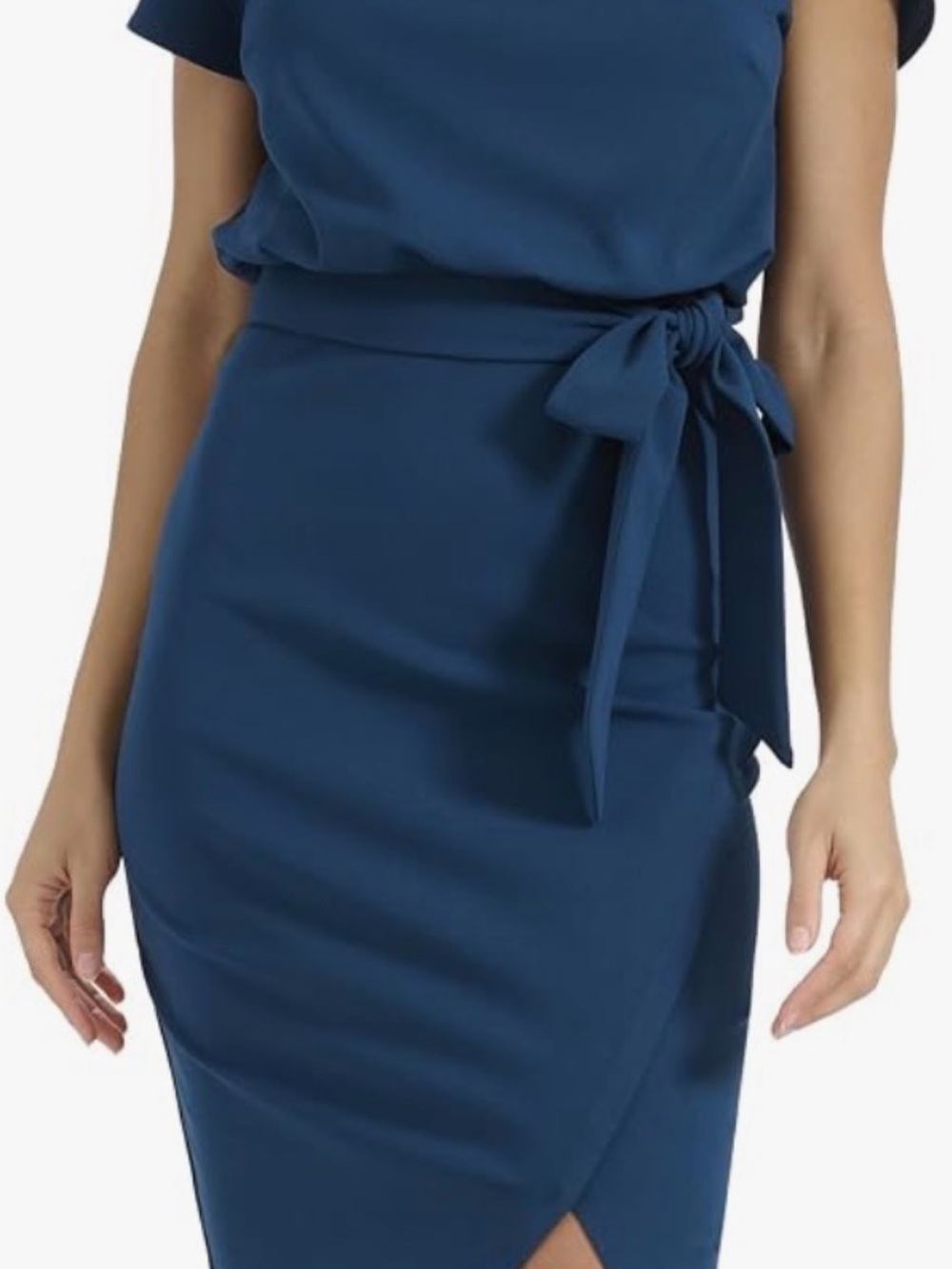 Kensie TEAL Tie-Waist Midi Dress